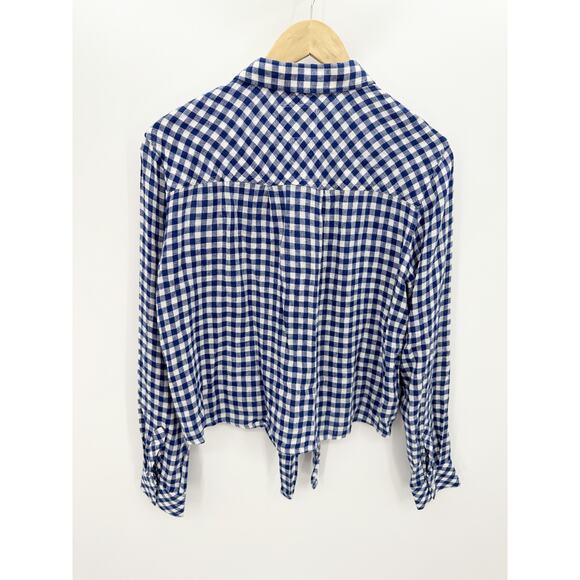 Rails Womens Blue Linen Gingham Button Down Shirt Size M Picnic Summer Spring - Picture 2 of 9